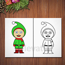 Hračky - Vianočné detské kostýmy - omaľovánka (vianočný škriatok) - 13627801_