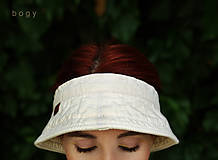 Čiapky, čelenky, klobúky - letní plátěný vázací kloboukový kšilt, pískový - 13628876_