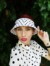 Čiapky, čelenky, klobúky - letní plátěný vázací kloboukový kšilt, mini puntík - 13628888_