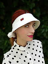 Čiapky, čelenky, klobúky - letní plátěný vázací kloboukový kšilt, bílý - 13628923_