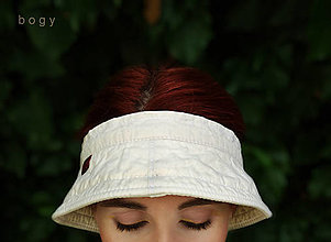 Čiapky, čelenky, klobúky - letní plátěný vázací kloboukový kšilt, pískový - 13628876_