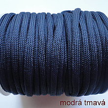 Galantéria - Padáková/odevná šnúra Ø4mm-1m (modrá tmavá) - 13632346_
