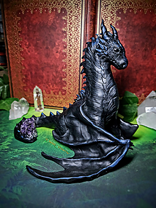 Sochy - Čierny Drak s Drúzou Ametystu, svet drakov, dragon world - 13631003_