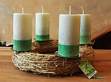 Sviečky - Adventné sviečky bielo-zelené - 13632573_
