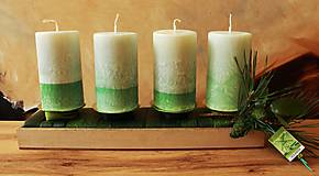 Sviečky - Adventné sviečky bielo-zelené - 13632587_