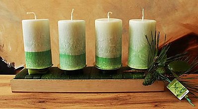 Sviečky - Adventné sviečky bielo-zelené - 13632587_