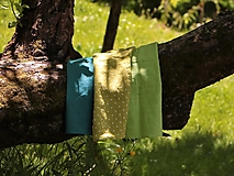 Úžitkový textil - Ľanové utierky 3 ks set bodka na zelenej - 13636556_
