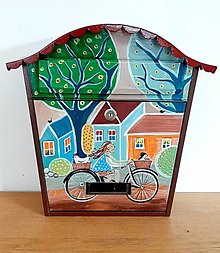 Úložné priestory & Organizácia - Maľovaná schránka Bicykel v meste - 13636515_