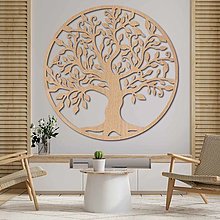 Dekorácie - Drevená dekorácia na stenu - drevený strom ŽIVOT PR0206 - 13637785_