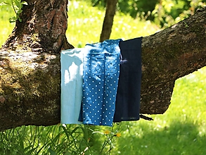 Úžitkový textil - Ľanové utierky 3 ks set bodka na modrej - 13641001_