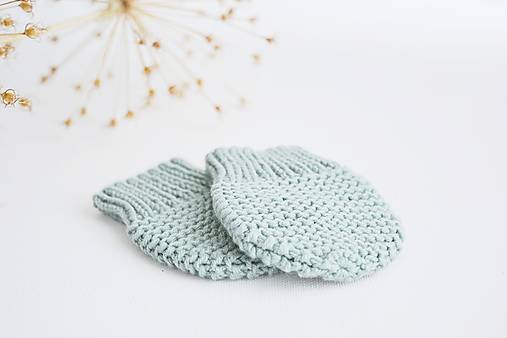 Detské doplnky - Rukavičky pre bábätko (Šalviová - 7 x 10 cm) - 13641390_