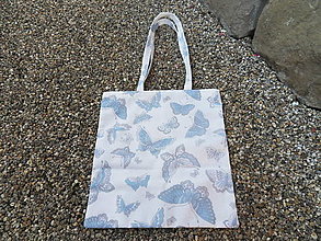 Nákupné tašky - Nákupná bavlnená eko-taška - motýliky - 13641397_