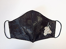 Rúška - Slávnostné čierne dámske rúško - luxusný vyšívaný satén - 13641146_