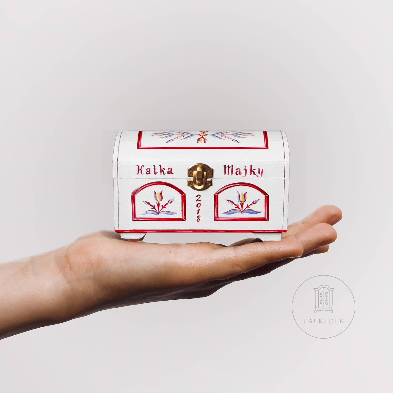 Maľovaná miniatúrna svadobná truhlička  (rôzne veľkosti)