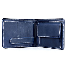 Pánske tašky - Peňaženka z prírodnej kože v modrej farbe, ručne tamponovaná - 13481051_