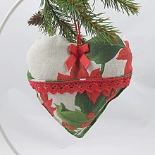 Úžitkový textil - SANDRA - tradičné ruže na režnej - vianočné srdiečko 13x13 - 13644061_