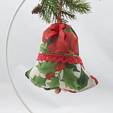Úžitkový textil - SANDRA - tradičné ruže na režnej - vianočný zvonček 13x13 - 13644273_