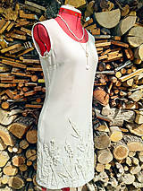 Šaty - Ľanové puzdrové šaty - 3D kvety (rôzne farby) - 13645321_