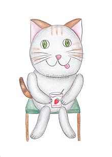 Kresby - Hladná zver - mačka a jahodový jogurt - 13643876_