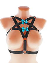 Spodná bielizeň - women body harness pentagram postroj bielizeň otvorená podprsenka pastel gothic postroj body harness lingerie - 13648747_