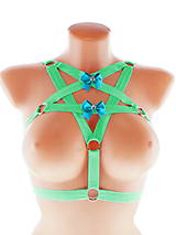 Spodná bielizeň - women body harness pentagram postroj bielizeň otvorená podprsenka pastel gothic postroj body harness lingerie - 13648760_