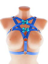 Spodná bielizeň - women body harness pentagram postroj bielizeň otvorená podprsenka pastel gothic postroj body harness lingerie - 13648763_