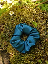 Ozdoby do vlasov - Scrunchies gumička saténová tmavo modrá - 13647926_
