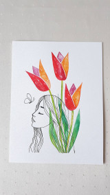 Kresby - Tulipány a Deva 7, akvarel, 18 x 24 cm - 13647244_