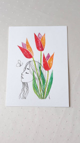 Kresby - Tulipány a Deva 7, akvarel, 18 x 24 cm - 13647246_