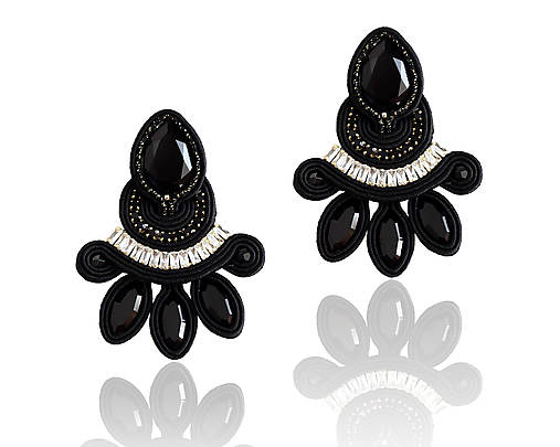 Náušnice - Šujtášové čierne náušnice Frida - 13646953_