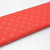 Textil - Vianočná 100% bavlna - metráž - zlaté kvety na červenej - 13648316_
