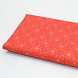 Textil - Vianočná 100% bavlna - metráž - zlaté kvety na červenej - 13648317_