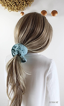 Ozdoby do vlasov - Gumička do vlasov, scrunchie-blankytne modrá - 13646949_