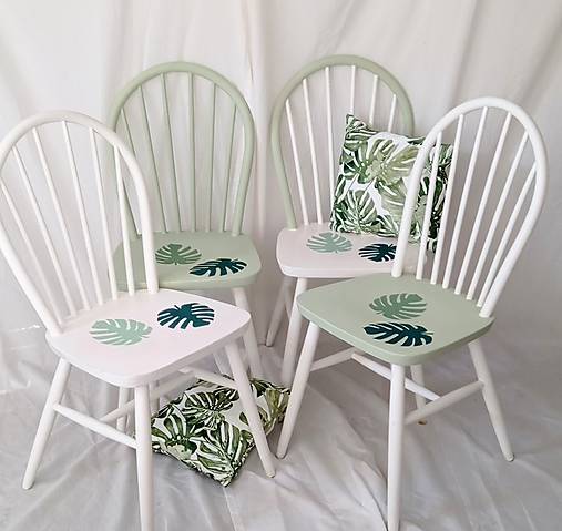 Retro stoličky s rastlinným motívom 4ks
