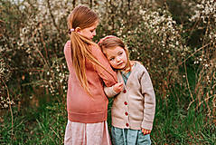 Detské oblečenie - Merino sveter na zapínanie rosewood - 13648404_