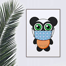 Grafika - Roztomilé zverky v rúšku safari/džungľa - panda (ornamentové rúško) - 13647969_