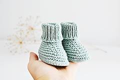 Detské topánky - Papučky pre bábätko (Šalviová - dĺžka: 11 cm) - 13649265_