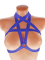 Spodná bielizeň - women body harness pentagram postroj bielizeň otvorená podprsenka pastel gothic postroj body harness lingerie - 13653132_