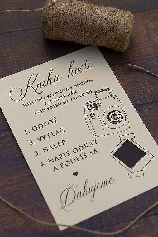 Papiernictvo - Informačná kartička krémová - Instax kniha hostí - 13653135_