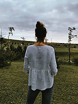 Topy, tričká, tielka - Ľanový top s riasením Pinka - 13652957_