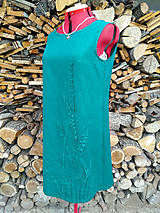 Šaty - Smaragdové ľanové šaty - 3D kvety (rôzne farby) - 13651524_