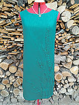 Šaty - Smaragdové ľanové šaty - 3D kvety (rôzne farby) - 13651525_
