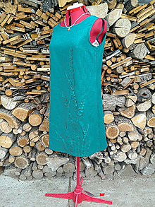 Šaty - Smaragdové ľanové šaty - 3D kvety (rôzne farby) - 13651526_