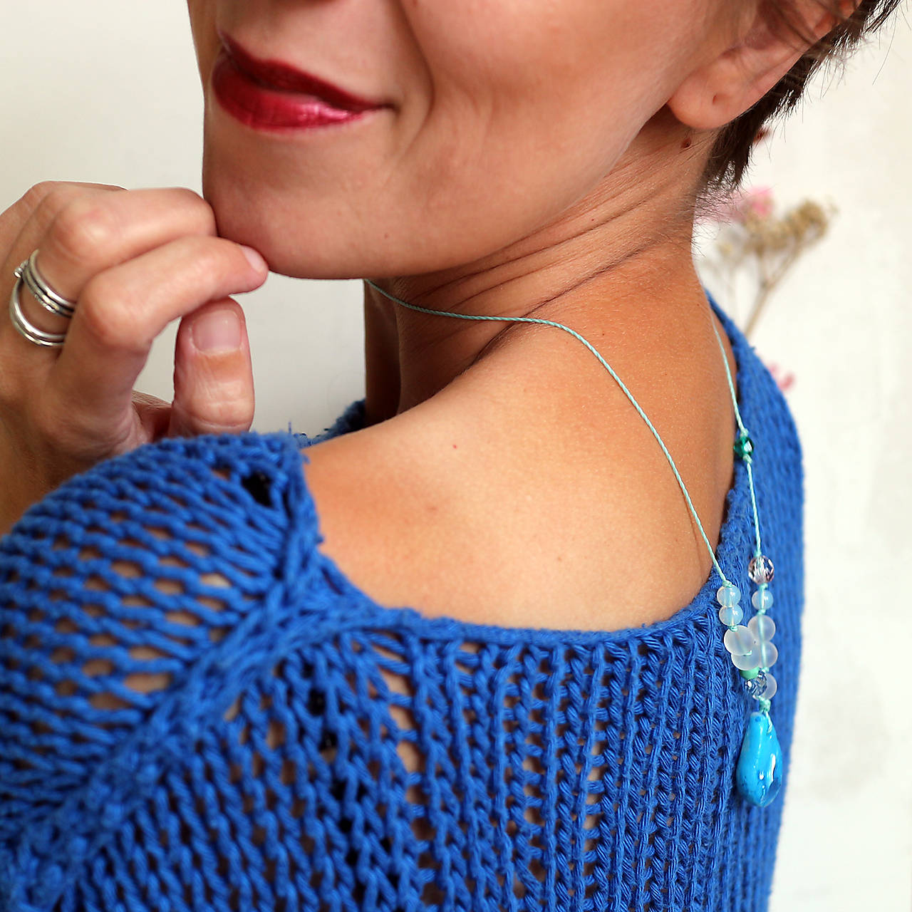 Kúsok mora/Kryštál, tyrkysová šnúrka