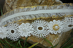 Spodná bielizeň - Ivory svadobný podväzok - zlatá gumička - 13653716_