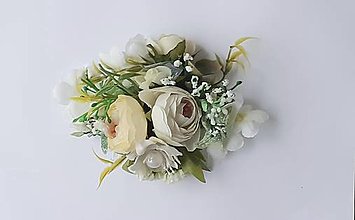 Ozdoby do vlasov - Svadobný bielo - béžový kvetinový hrebeň do vlasov - 13655582_