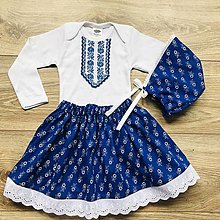 Detské oblečenie - Dievčenské folklórne body so sukničkou v modrom - 13659268_