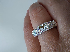 Prstene - Oceľový prsteň so Swarovski krištáľmi - 13658105_