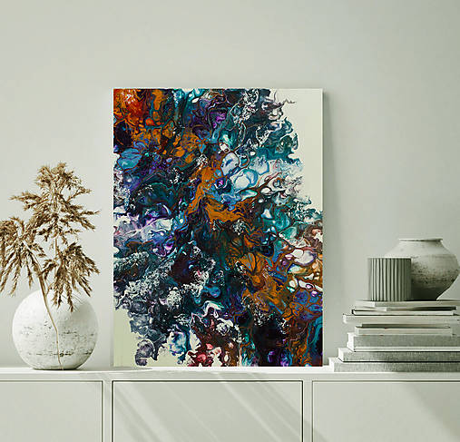 Obrazy - Okamih - abstraktný obraz - acrylic pouring - 13657974_