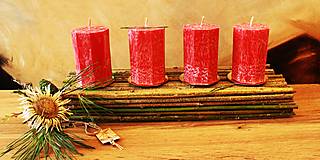 Sviečky - Adventné sviečky- osemuholník červený - 13659227_